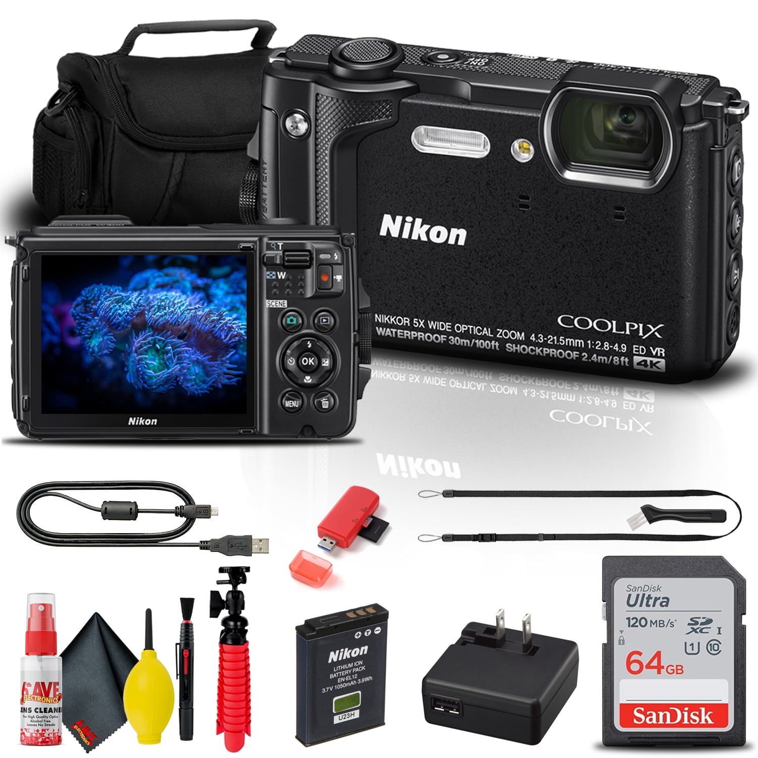 Buy Nikon COOLPIX W300 Digital Camera Black 26523 64GB Card Bag More Online  in Cape Verde. 315568233