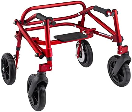 4 Wheel Klip-Lightweight Medical Posterior Rollator Walker/Gait Trainer for Toddlers, Kids, Teens w/Special Needs-Flip Up Seat, 8 Inch Wheels, Front Swivel Wheels, Height Adjustable, Foldable