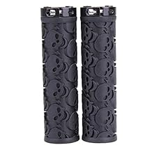 2 Pcs Bike Handlebar Grips Skull Pattern Bicycle Grips Soft Rubber Lock-on Handle Grips for Bicycle Mountain BMX