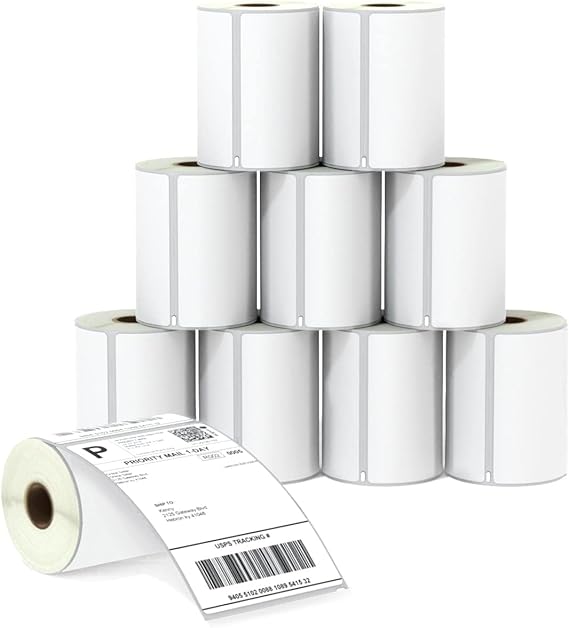 BETCKEY - Compatible DYMO 1744907 (4" x 6") Shipping Labels, Perforated, Compatible with DYMO Labelwriter 4XL Rollo & Zebra, NOT Fit 5XL [10 Rolls/2200 Labels]