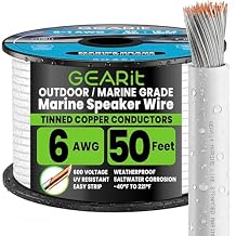 GEARit 6 Gauge Electrical Wire Cable,6 AWG 50 Ft Marine Speaker Wire,Marine Grade Tinned Copper Wires for Automotive,Outdoor,Speaker, Lamp,Trailer,Car(2 Conductor)