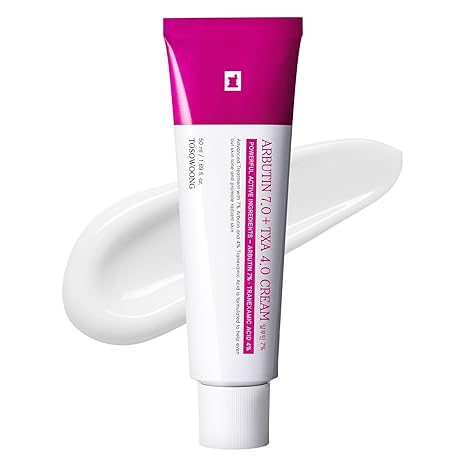 TOSOWOONG Arbutin 7% + Tranexamic Acid 4% Cream 70000 ppm Arbutin 40000 ppm TXA Niacinamide Glutathione Against Pigment Spots Freckles & Blemishes Korean Skin Care 50 ml