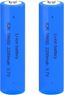 2Pack 18650 3.7V 2200mAh Rechargeable Battery Button Top Batteries for LED Flashlight, Headlamps, Doorbells, RC Cars