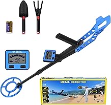 Metal Detector for Adult Kids 14 Years Old, Waterproof Kids Metal Detector with LCD Display, Adjustable 22.5-43.3 Stem Buzzer with 6.5 inches Search Coil for Gold Metals Exploring Beach