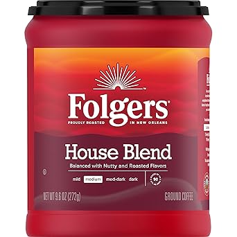 Folgers House Blend Ground Coffee, Medium Roast, 9.6 Ounce