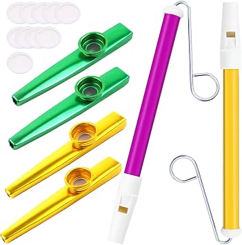 16-Piece Kazoo Set: 4 Kazoos, 2 Slide Whistles, 10 Membranes - Colorful, Durable, Ideal Gift for All Ages