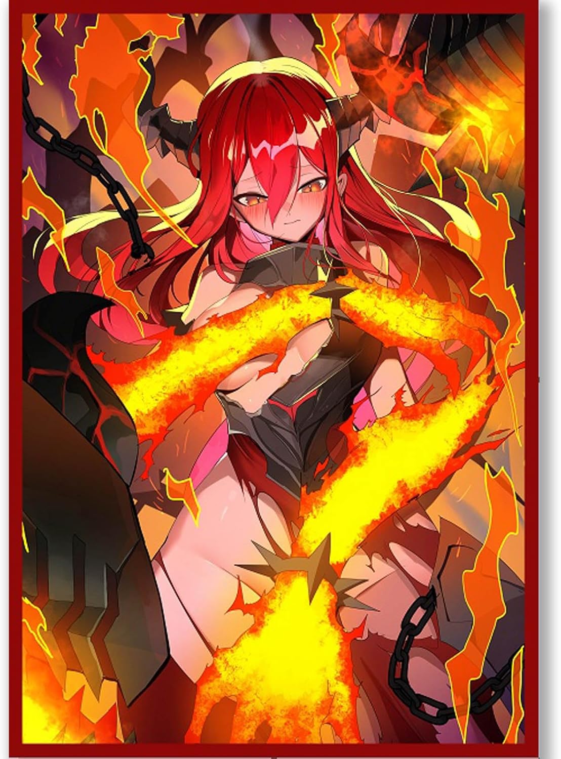 Volcanic Island 60ct Holographic Flashing Top Loading Trading Card Sleeves Deck Protector for YuGiOhJapanese Sized Cards 63x90mm Promethean Princess, Bestower of Flames