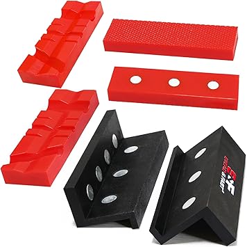 S&F STEAD & FAST 4.5" Soft Jaws for Bench Vise with Z Holder, 2 Pairs, Strongly Magnetic Vise Jaw Pads, TPU, Multi-groove and Textured Inserts, for Clamping, Woodworking, Metal, Plastics