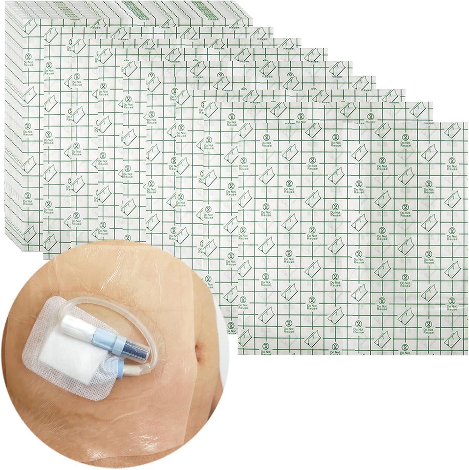 Waterproof Shower Cover Shields, Non-Stick Center Pad for Dialysis Port Picc Line Chest Catheter PD Peritoneal Dialysis Chemo Feeding Tube Peg G-Tube Patient Bandage Protector, 6"x6"(Pack of 25)